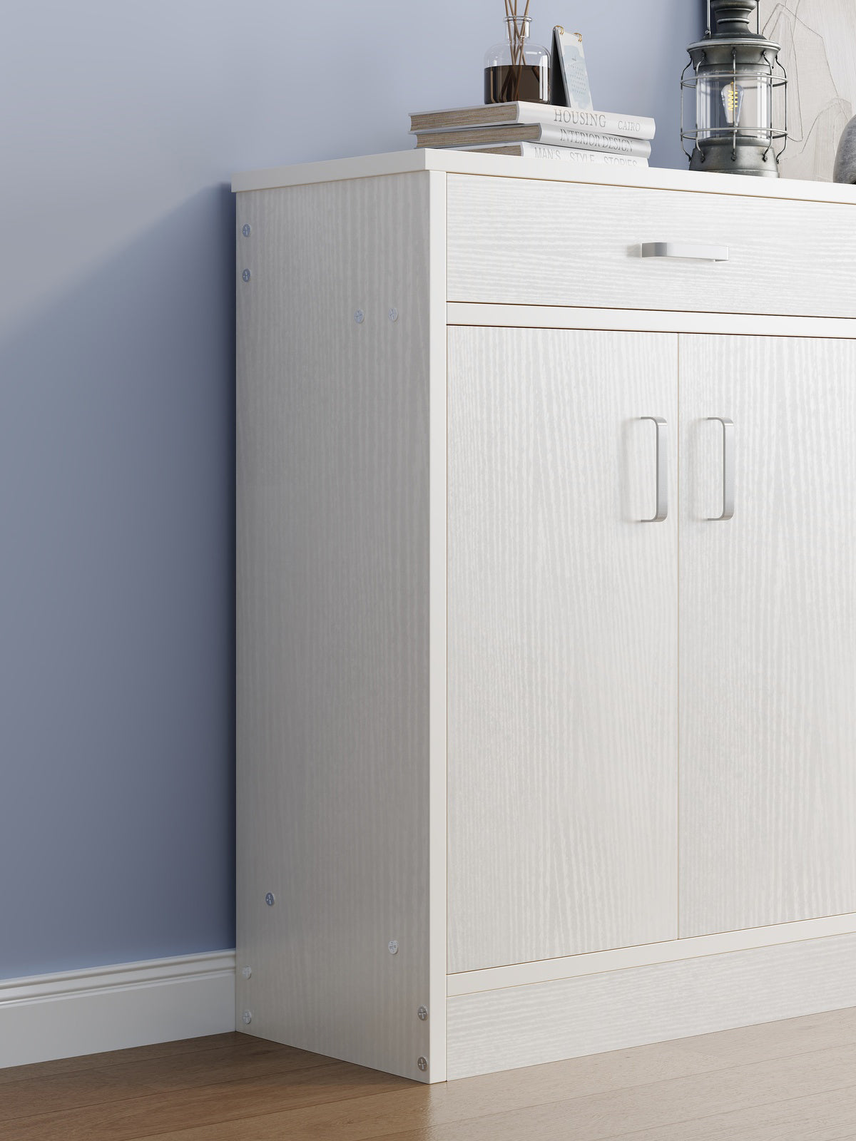 Elements 4-Door Double Buffet Shoe Storage Cabinet (White)