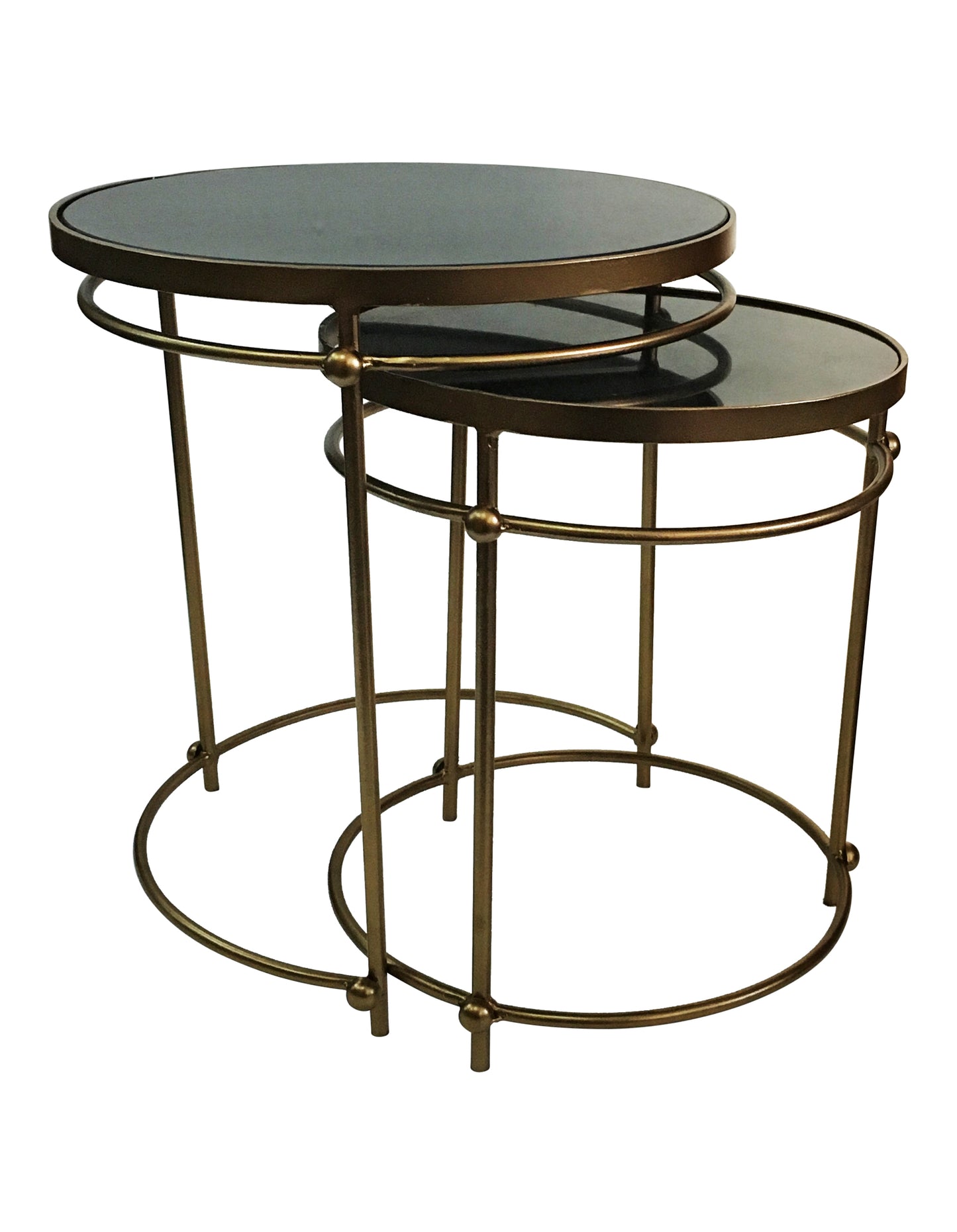 STAINLESS COFFEE TABLE SET OF 2 WITH MARBLE TOP
