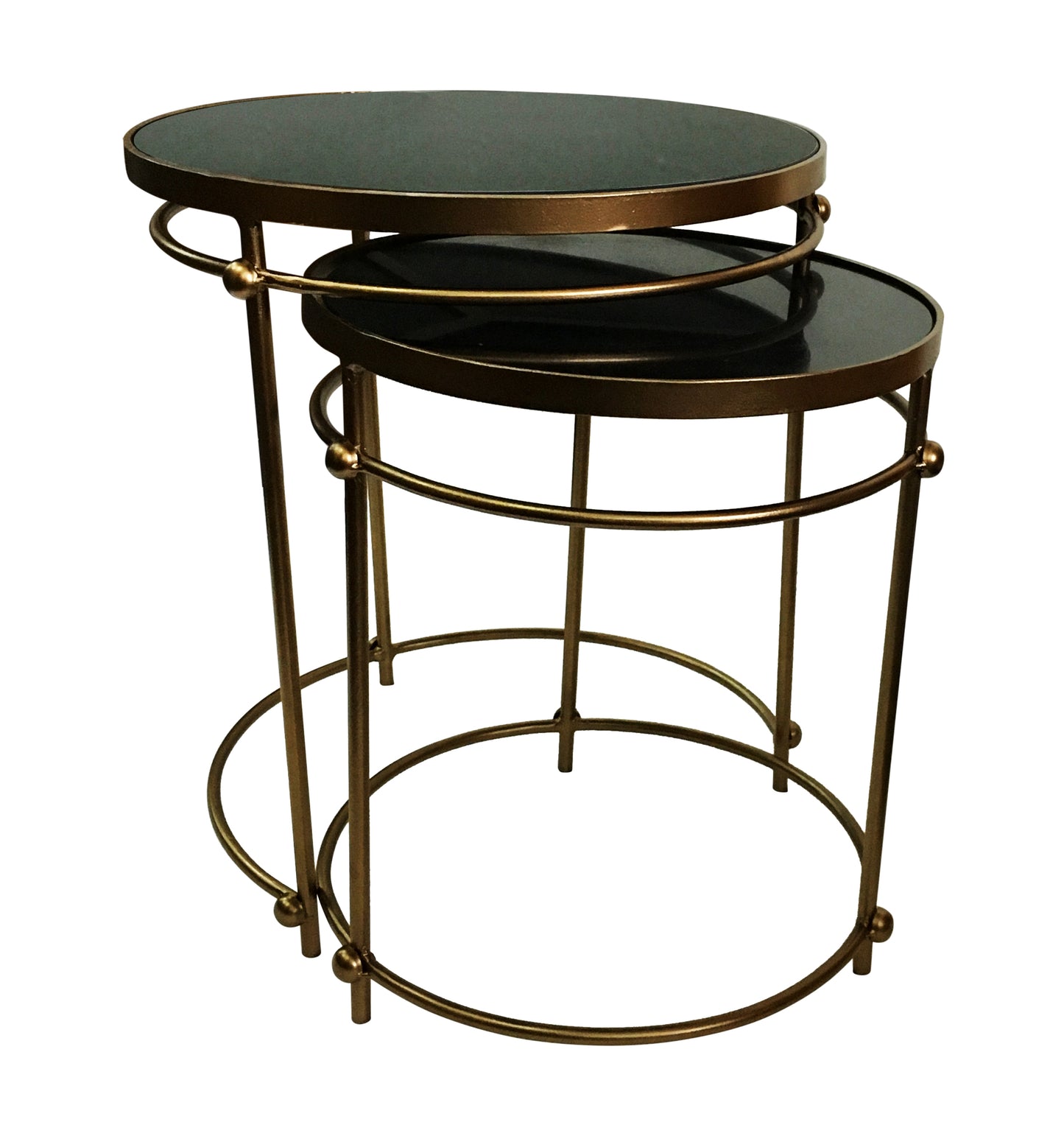 STAINLESS COFFEE TABLE SET OF 2 WITH MARBLE TOP