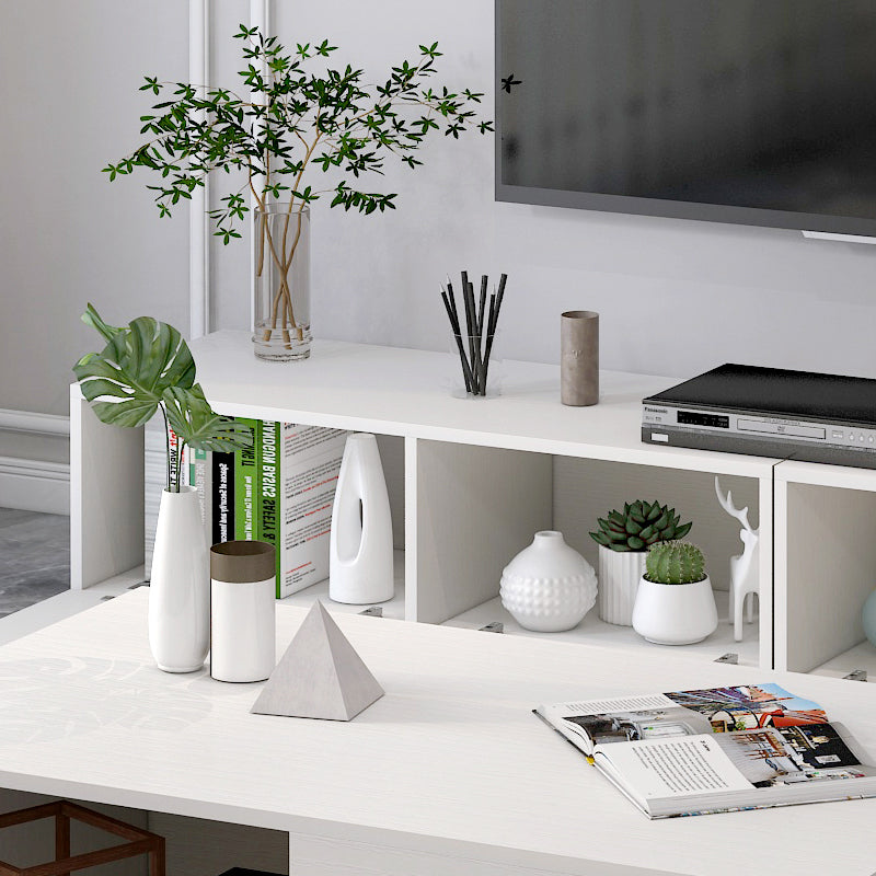 2-Piece Set Lusso Designer Wooden Coffee Table & 2.4m TV Cabinet (White)