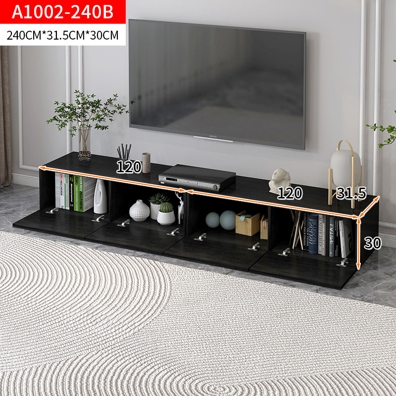 2.4m Lusso Designer Wooden TV Cabinet Entertainment Unit 240cm (Black)
