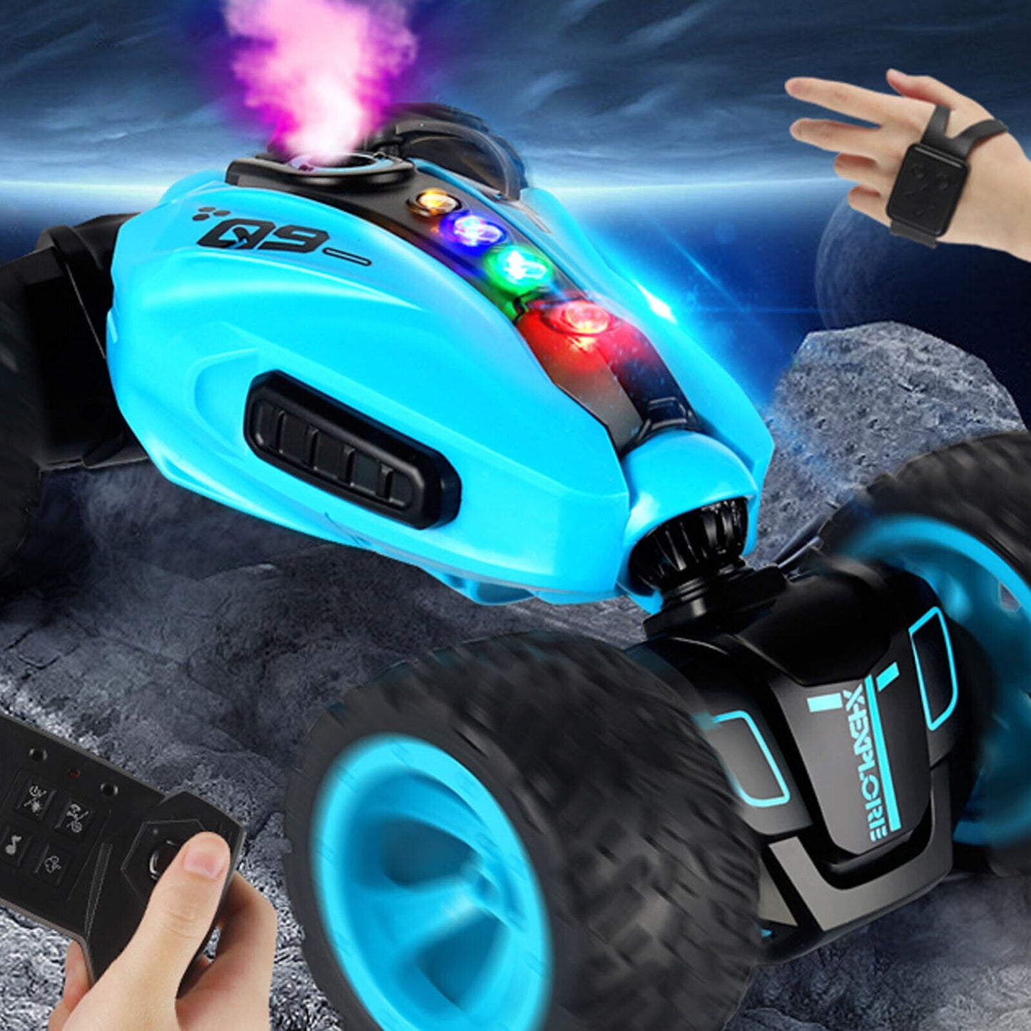RC Hand Gesture Remote Control 4WD Mist Twister Stunt Car (Blue)