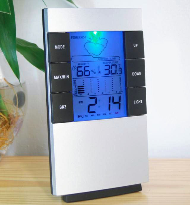 2 x Multifunction Desk Weather Station Alarm Clocks