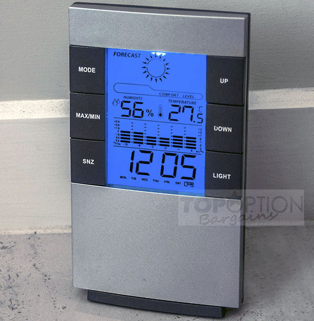 2 x Multifunction Desk Weather Station Alarm Clocks