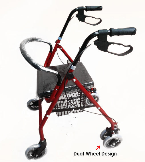 6-Wheel Senior's Foldable Rollator Mobility Walker Walking Frame with Seat