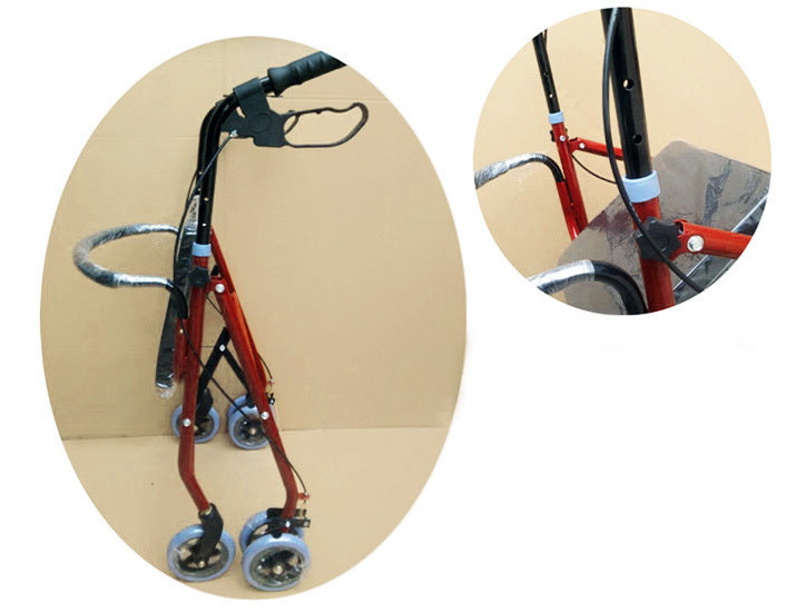 6-Wheel Senior's Foldable Rollator Mobility Walker Walking Frame with Seat