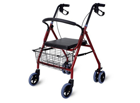 6-Wheel Senior's Foldable Rollator Mobility Walker Walking Frame with Seat