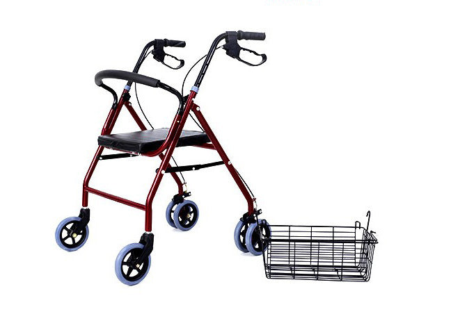 6-Wheel Senior's Foldable Rollator Mobility Walker Walking Frame with Seat