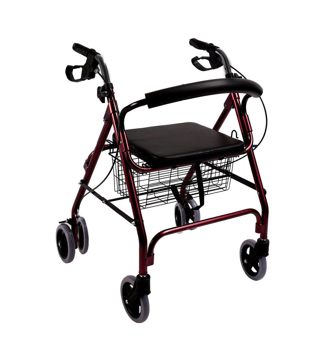 6-Wheel Senior's Foldable Rollator Mobility Walker Walking Frame with Seat
