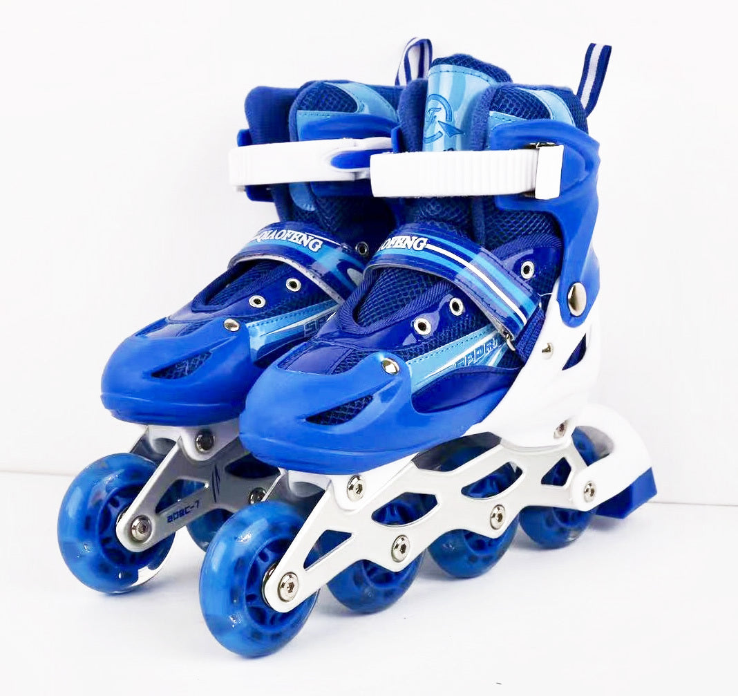 Adjustable Roller Blades Inline Skates (Blue , M)