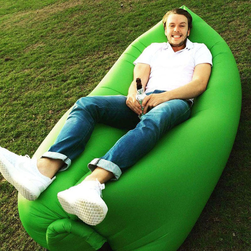Inflatable Air Sofa Lounger Lazy Couch in Portable Bag (Lime Green)