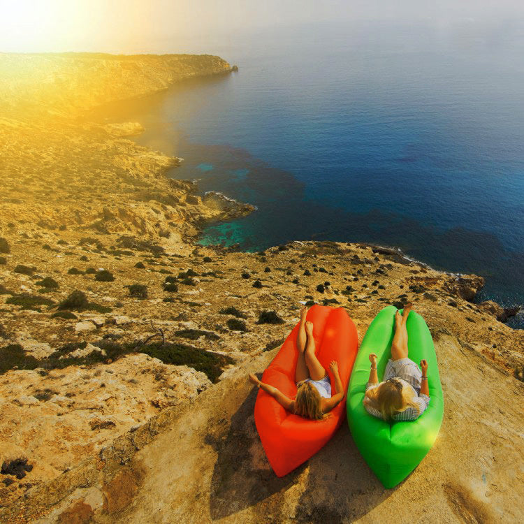 Inflatable Air Sofa Lounger Lazy Couch in Portable Bag (Lime Green)