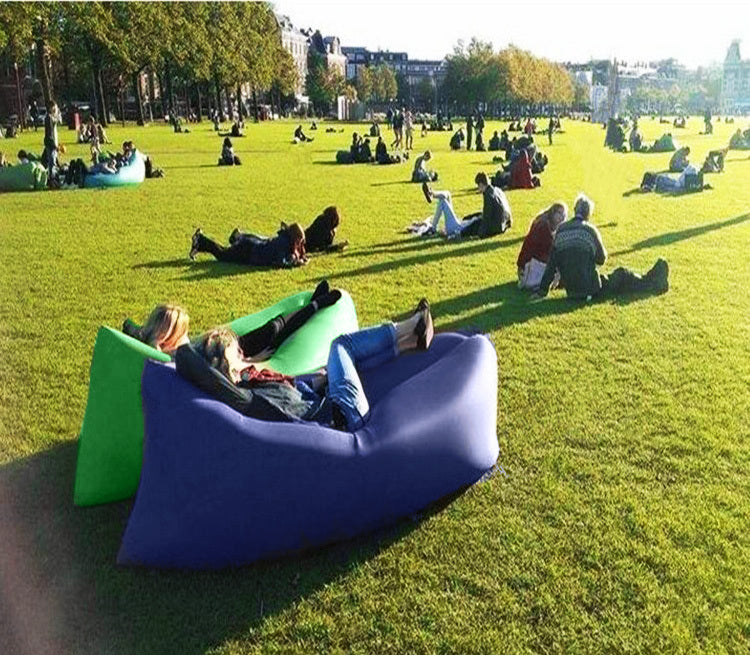 Inflatable Air Sofa Lounger Lazy Couch in Portable Bag (Lime Green)