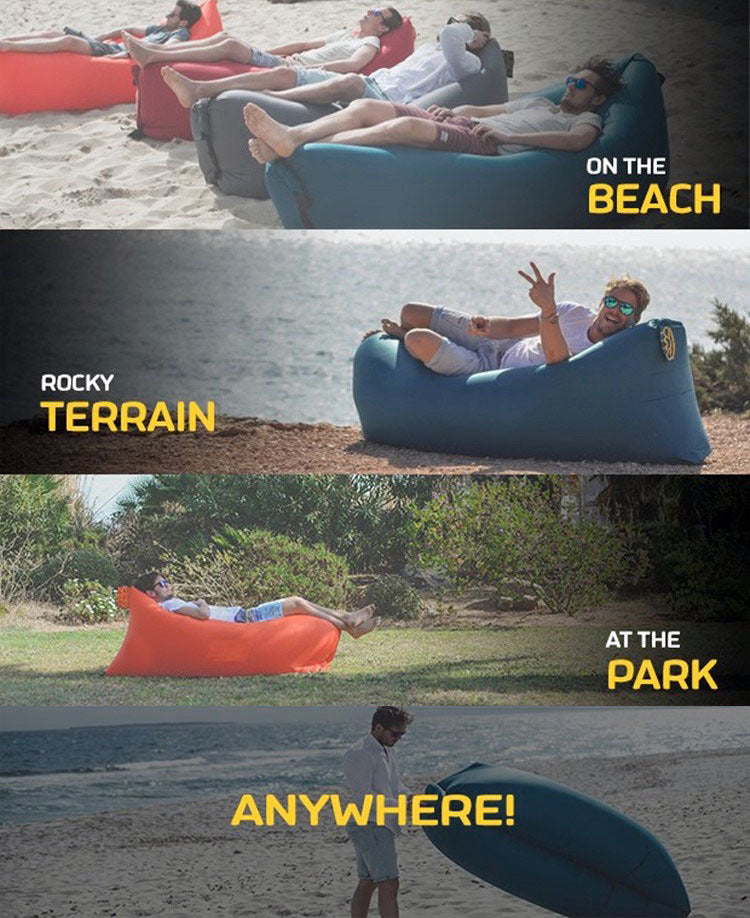Inflatable Air Sofa Lounger Lazy Couch in Portable Bag (Lime Green)