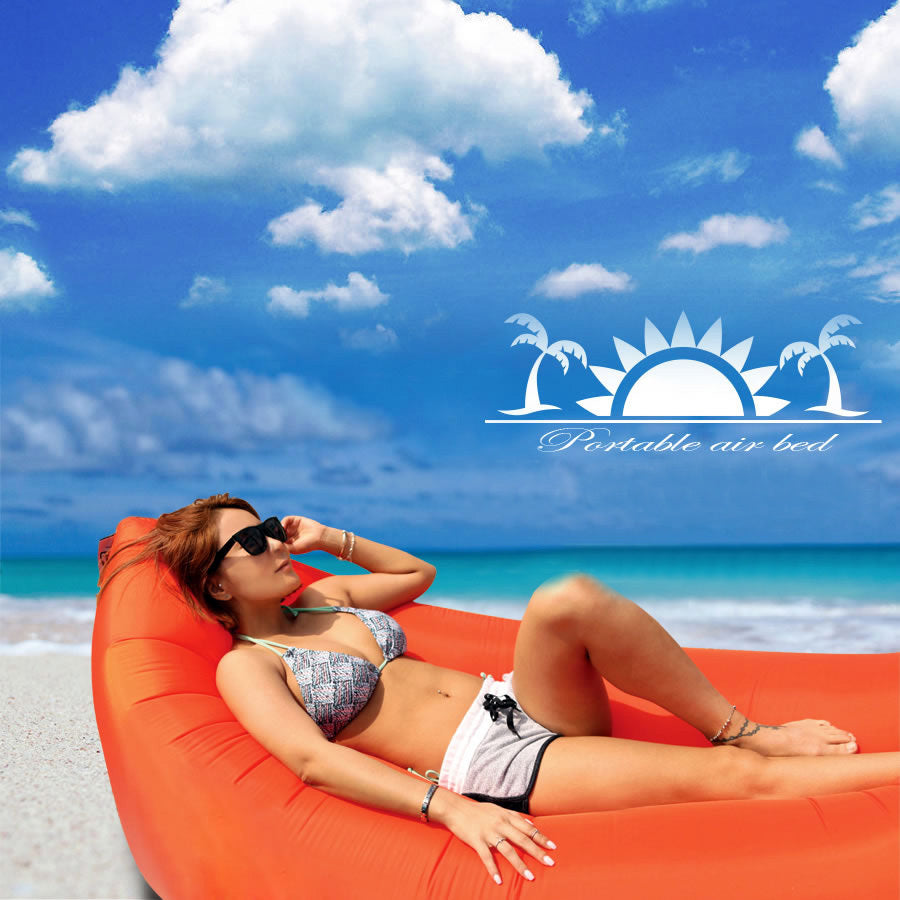Inflatable Air Sofa Lounger Lazy Couch in Portable Bag (ORANGE)