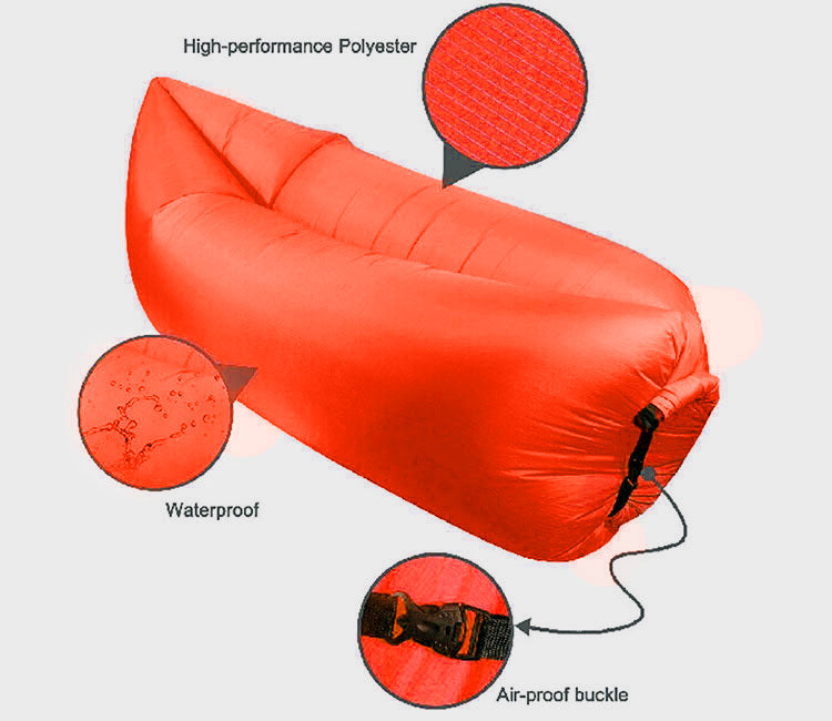 Inflatable Air Sofa Lounger Lazy Couch in Portable Bag (ORANGE)