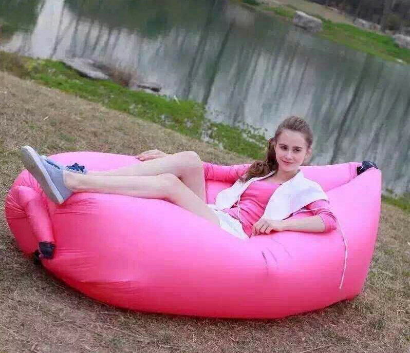 Inflatable Air Sofa Lounger Lazy Couch in Portable Bag (HOT PINK)