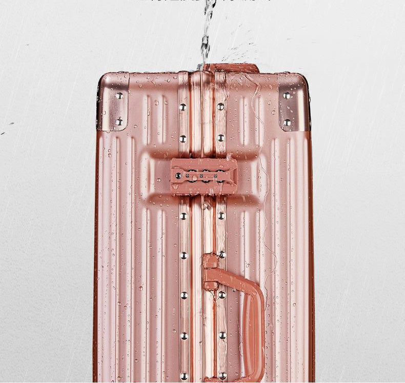 2-Piece Deluxe Aluminum Tough Carry-On Luggage Suitcase Set (Rose Gold)