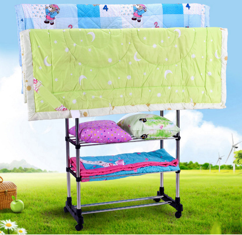 Double 3-Tier Portable Stainless Steel Clothes Shoes Organiser Hanger Rack Garment Dryer