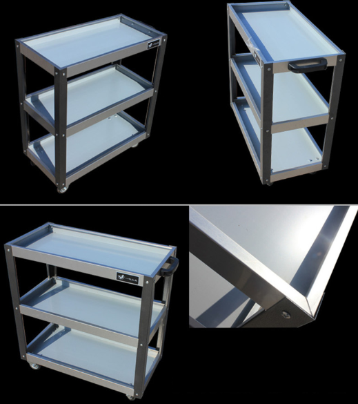 3-Tier Steel Utility Cart Tool Trolley
