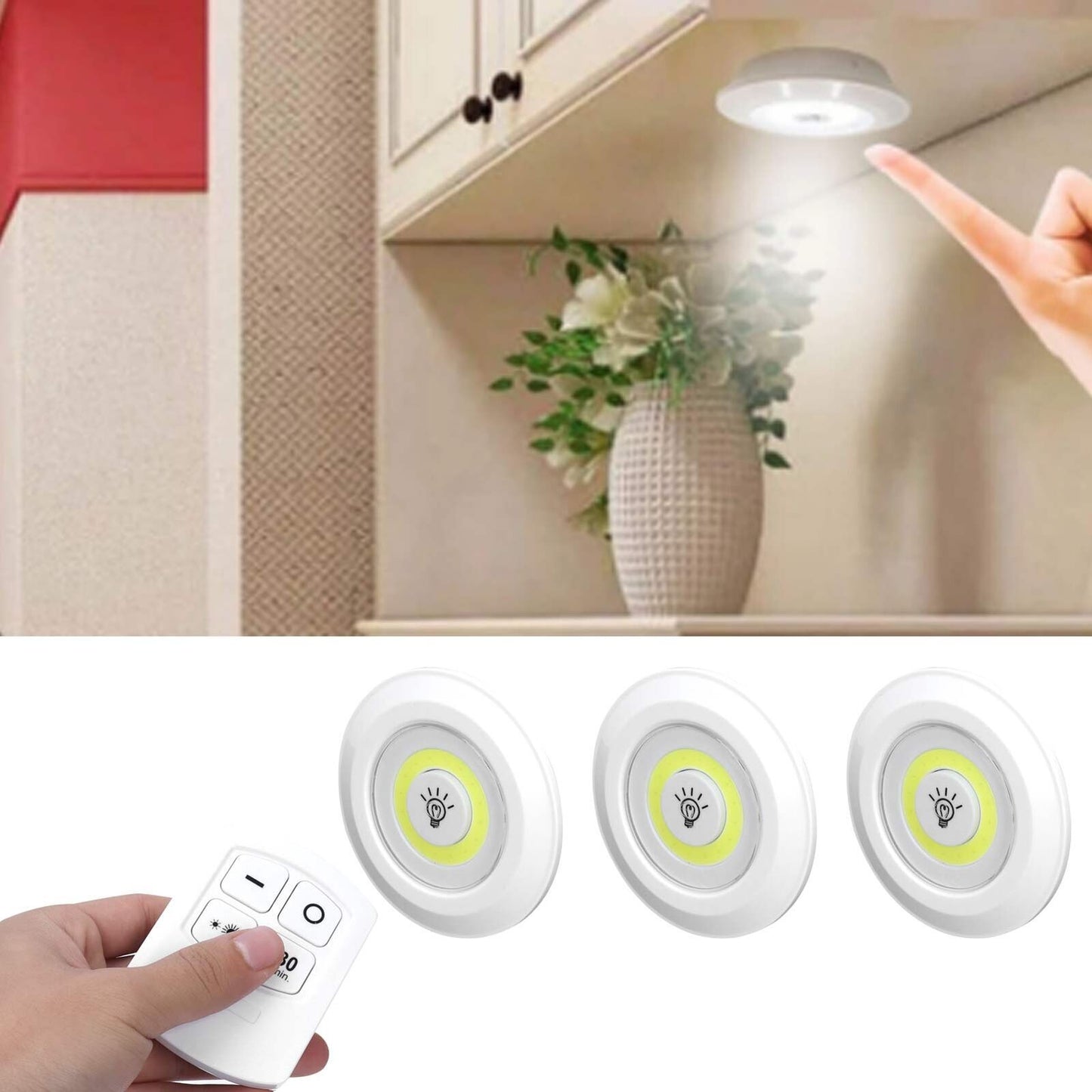 3 PC Set One Click Lights Remote & Touch Control Night Light Lamp