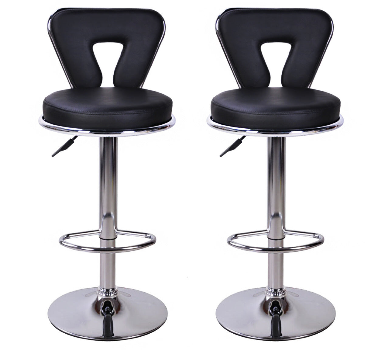 2 x Eden Designer PU Leather Bar Stools (BLACK -Set of 2)