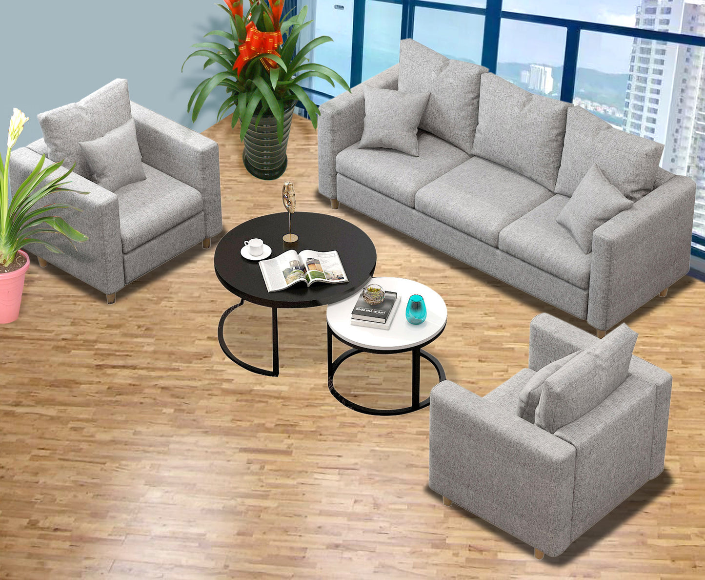 Paradise Sofa Lounge Single Seater Couch (Grey)