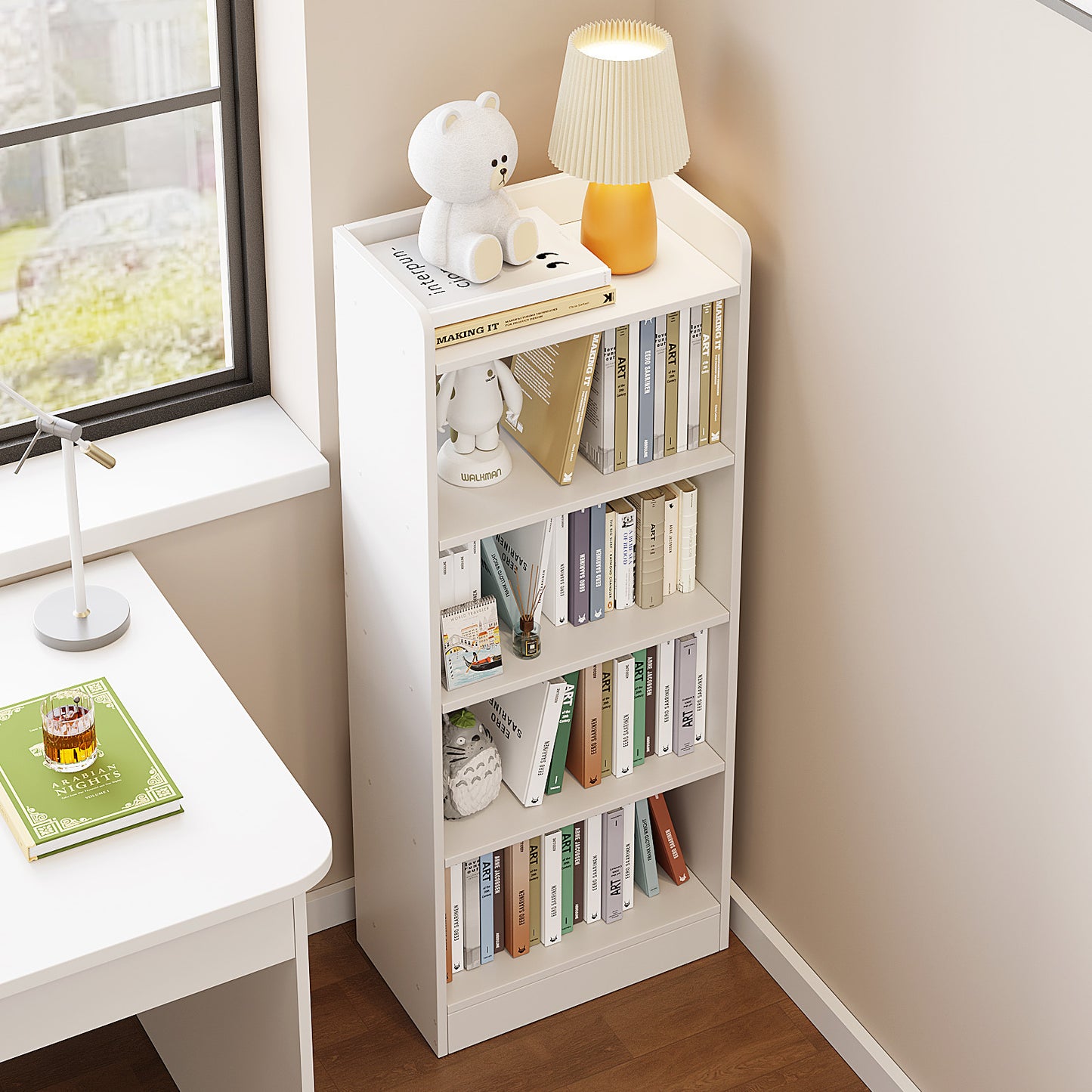 Essentia 4-Tier Storage Shelf Bookcase Shelving Unit Organizer (White)