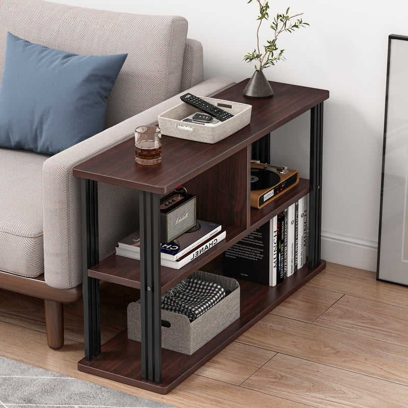 Icon Wood and Steel Sofa Side Table with Shelves black