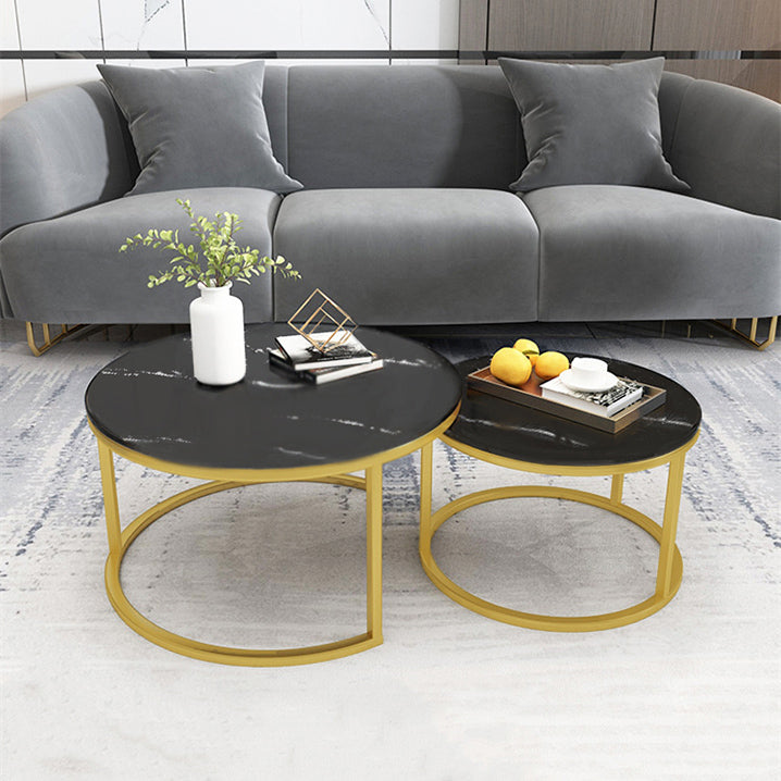 Synergy 2 In 1 Lush Marble Look Designer Coffee Table (Black)