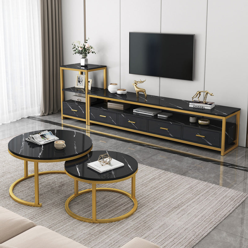 Synergy 2 In 1 Lush Marble Look Designer Coffee Table (Black)