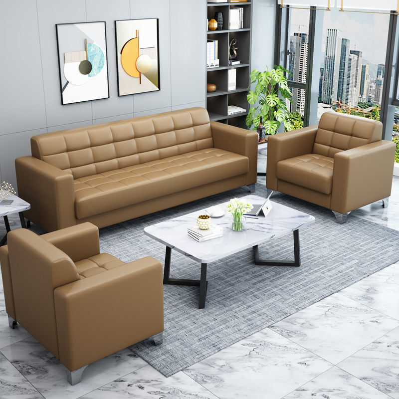 Modern Minimalist Leather Sofa Lounge Single Seater Couch (Tan)