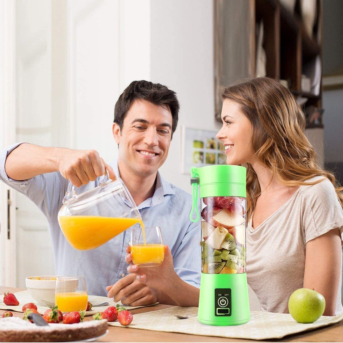 Portable Glass Juicer Blender Mini Mixer Smoothie Maker (Green)