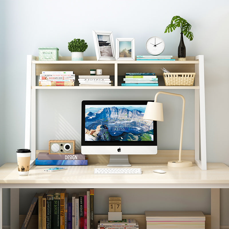 Zion Large Versatile Desk Hutch Storage Shelf Unit Organizer (White Oak)