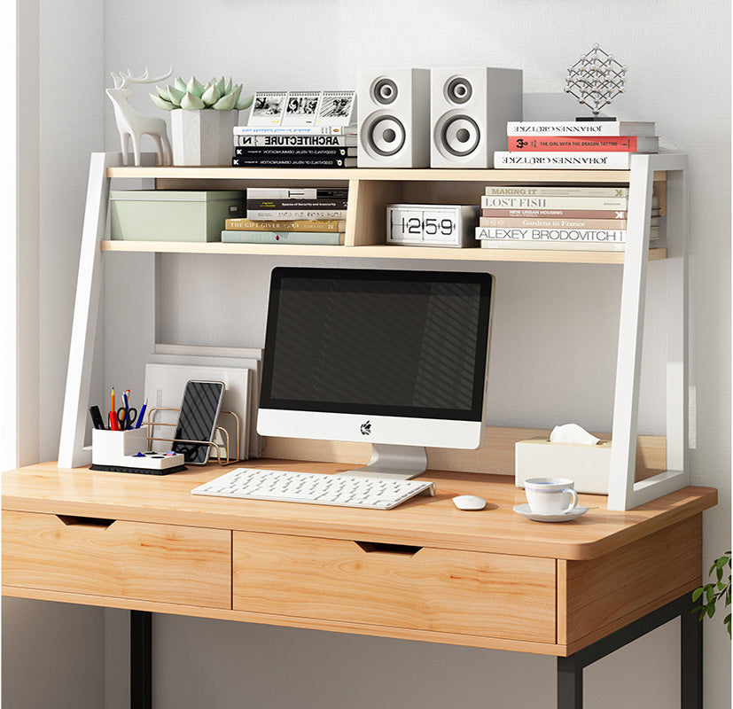 Zion Large Versatile Desk Hutch Storage Shelf Unit Organizer (White Oak)
