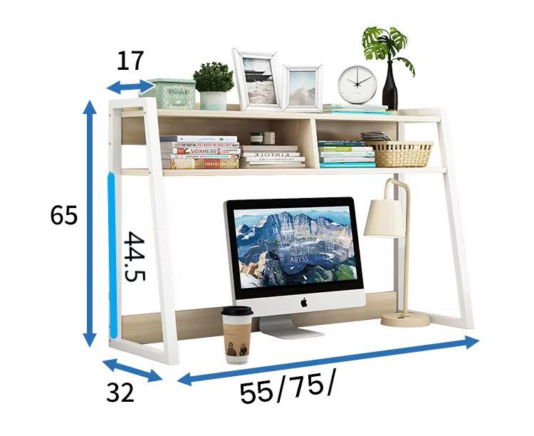 Zion Large Versatile Desk Hutch Storage Shelf Unit Organizer (White Oak)