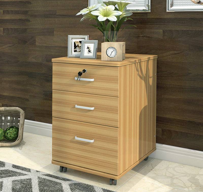 Miami 3 Drawer Bedside Table Cabinet with Wheels (Natural Oak)