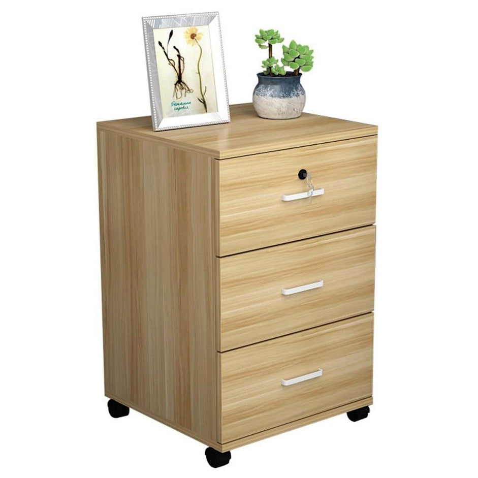 Miami 3 Drawer Bedside Table Cabinet with Wheels (Natural Oak)