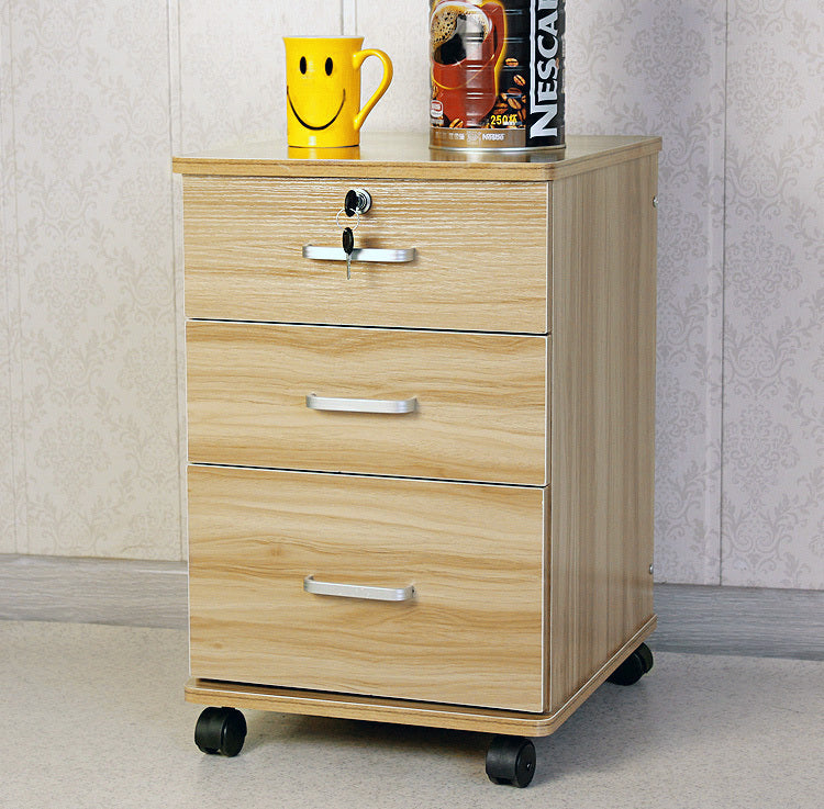 Miami 3 Drawer Bedside Table Cabinet with Wheels (Natural Oak)