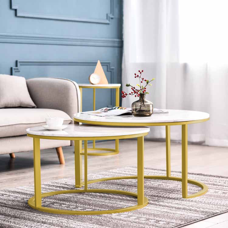 Synergy 2 In 1 Lush Marble Look Designer Coffee Table (White)