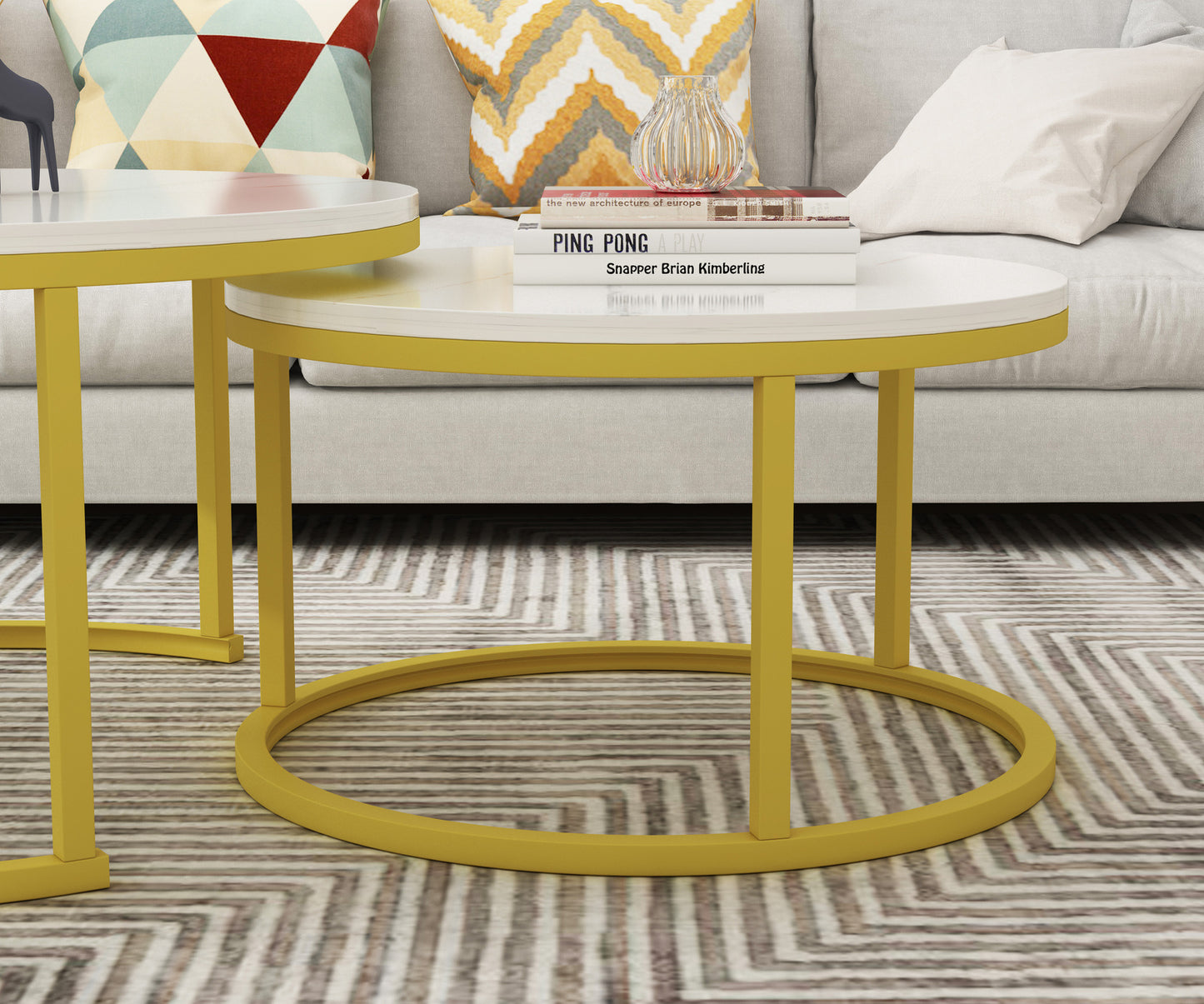 Synergy 2 In 1 Lush Marble Look Designer Coffee Table (White)