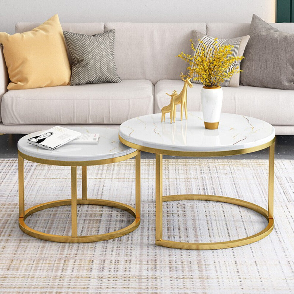 Synergy 2 In 1 Lush Marble Look Designer Coffee Table (White)