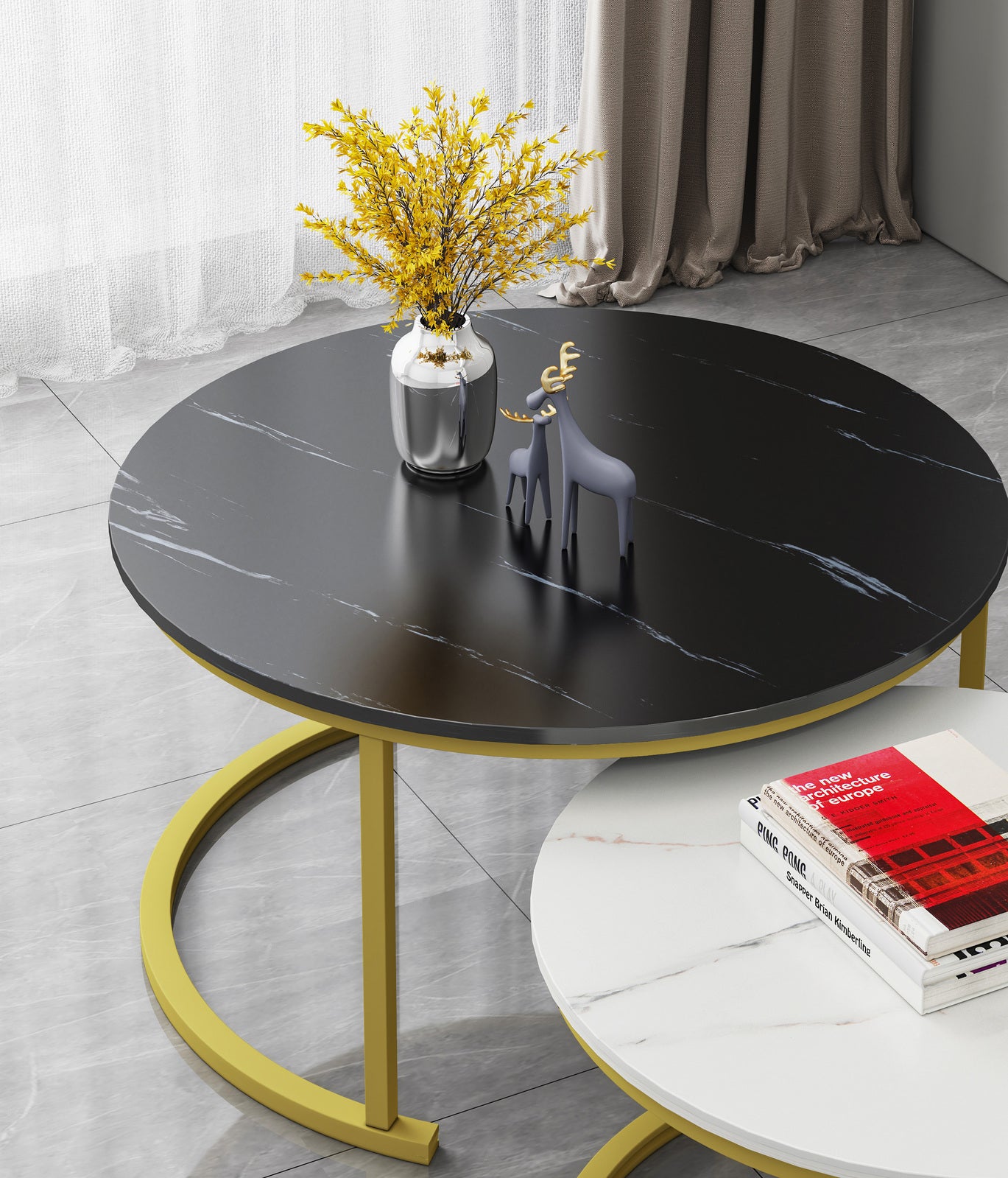 Synergy 2 In 1 Lush Marble Look Designer Coffee Table