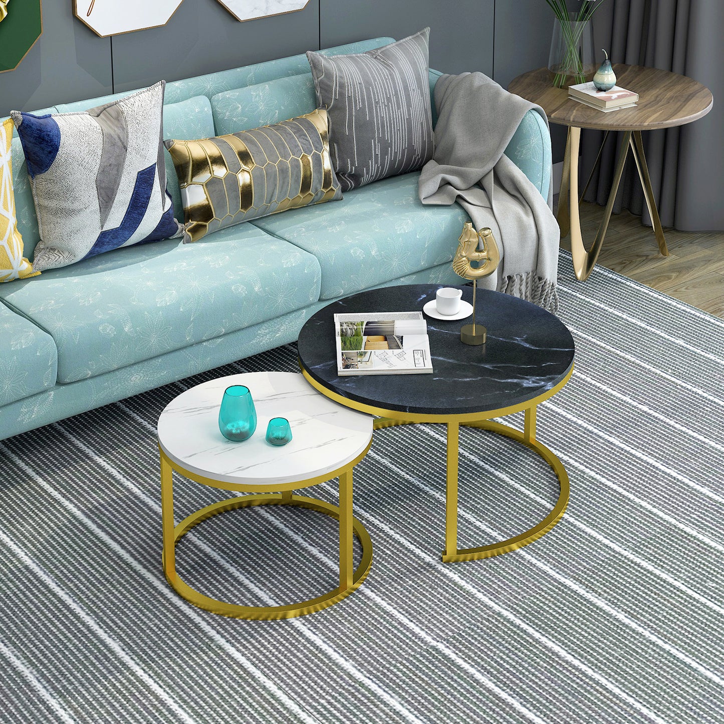 Synergy 2 In 1 Lush Marble Look Designer Coffee Table