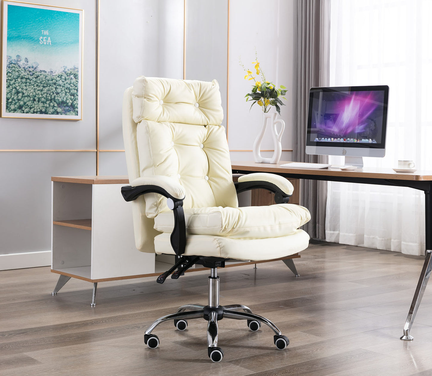 President Premium Plush Executive Reclining Office Chair (White)