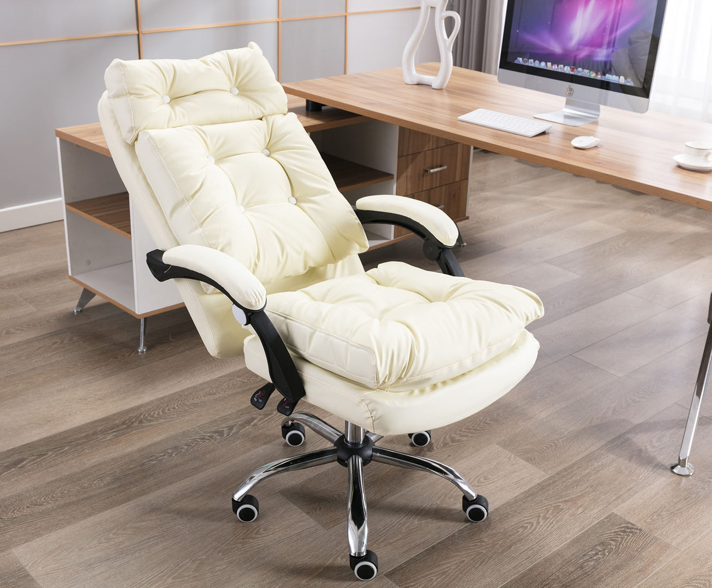 President Premium Plush Executive Reclining Office Chair (White)