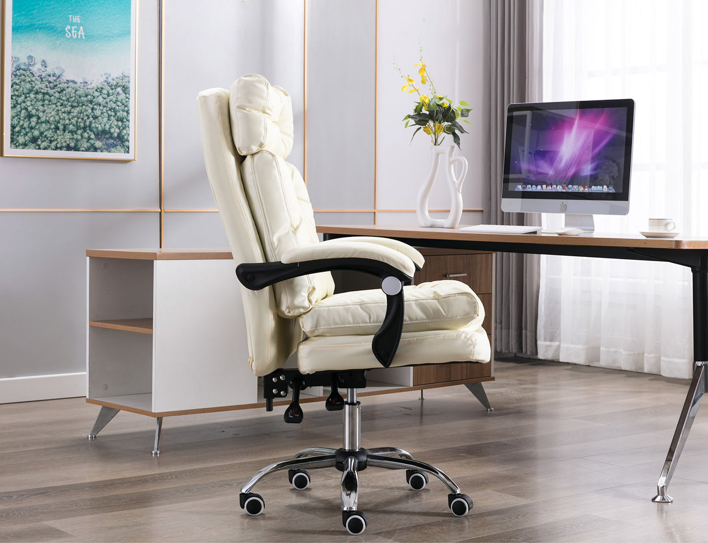 President Premium Plush Executive Reclining Office Chair (White)