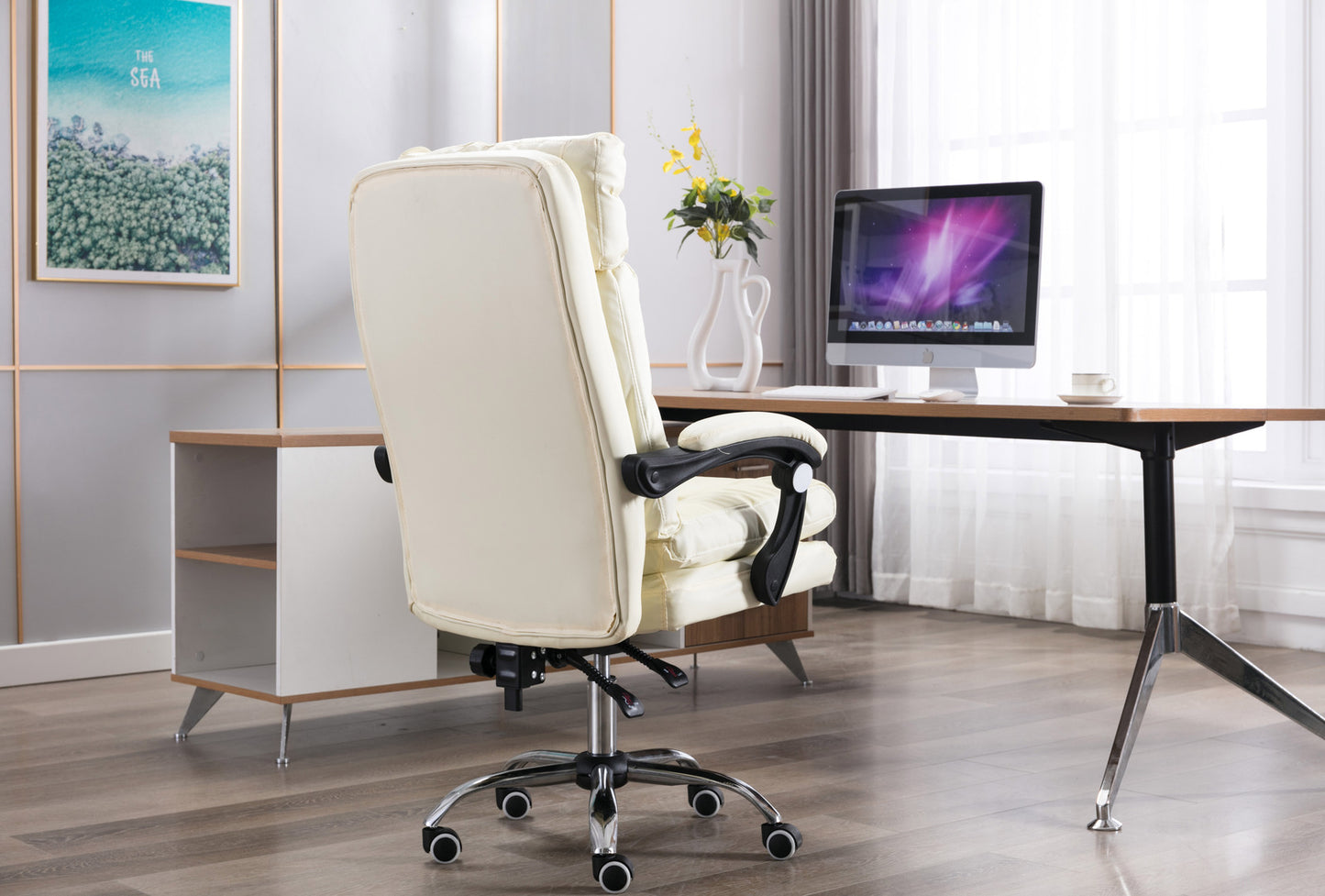 President Premium Plush Executive Reclining Office Chair (White)