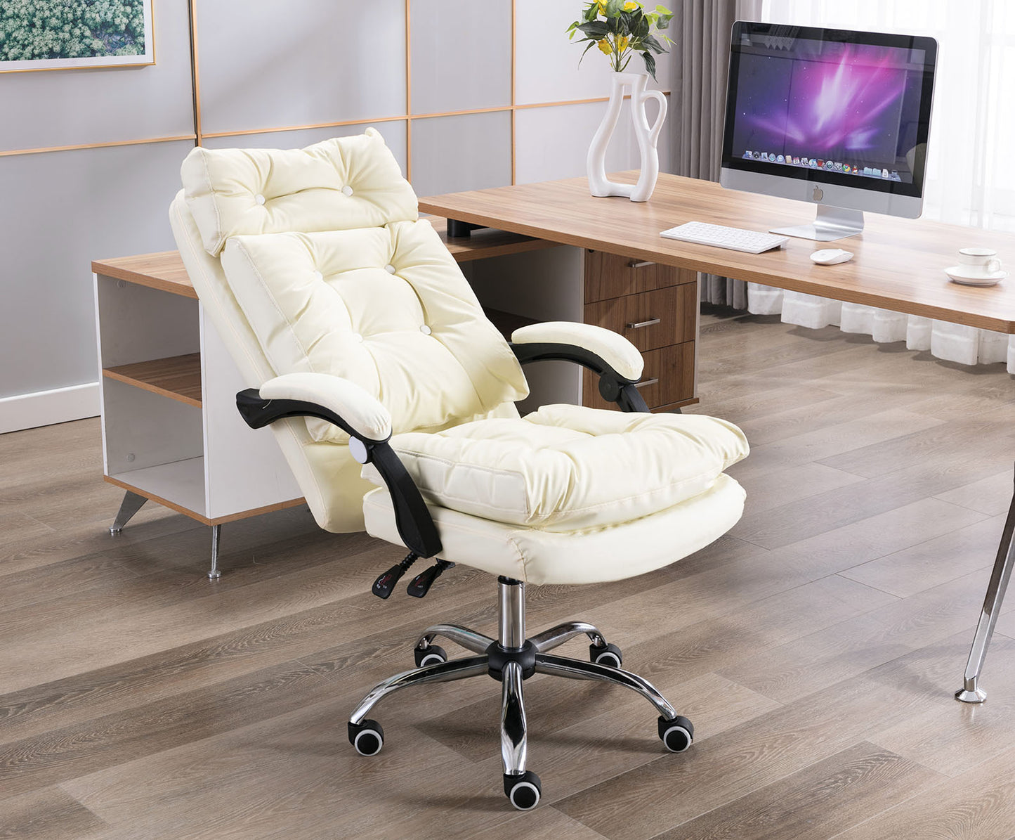 President Premium Plush Executive Reclining Office Chair (White)