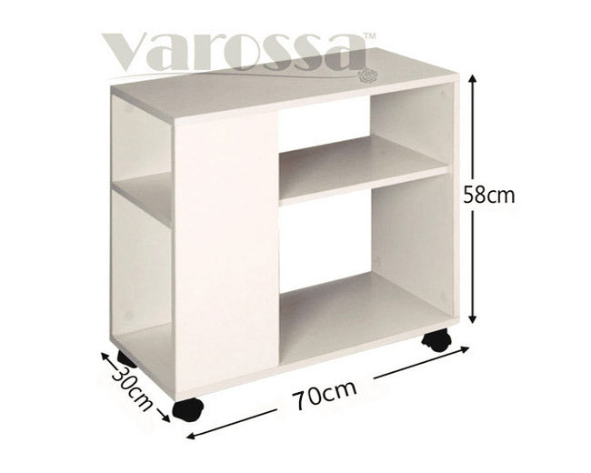 Versatile Sofa Side Table & Magazine Shelf with Casters (Oak)